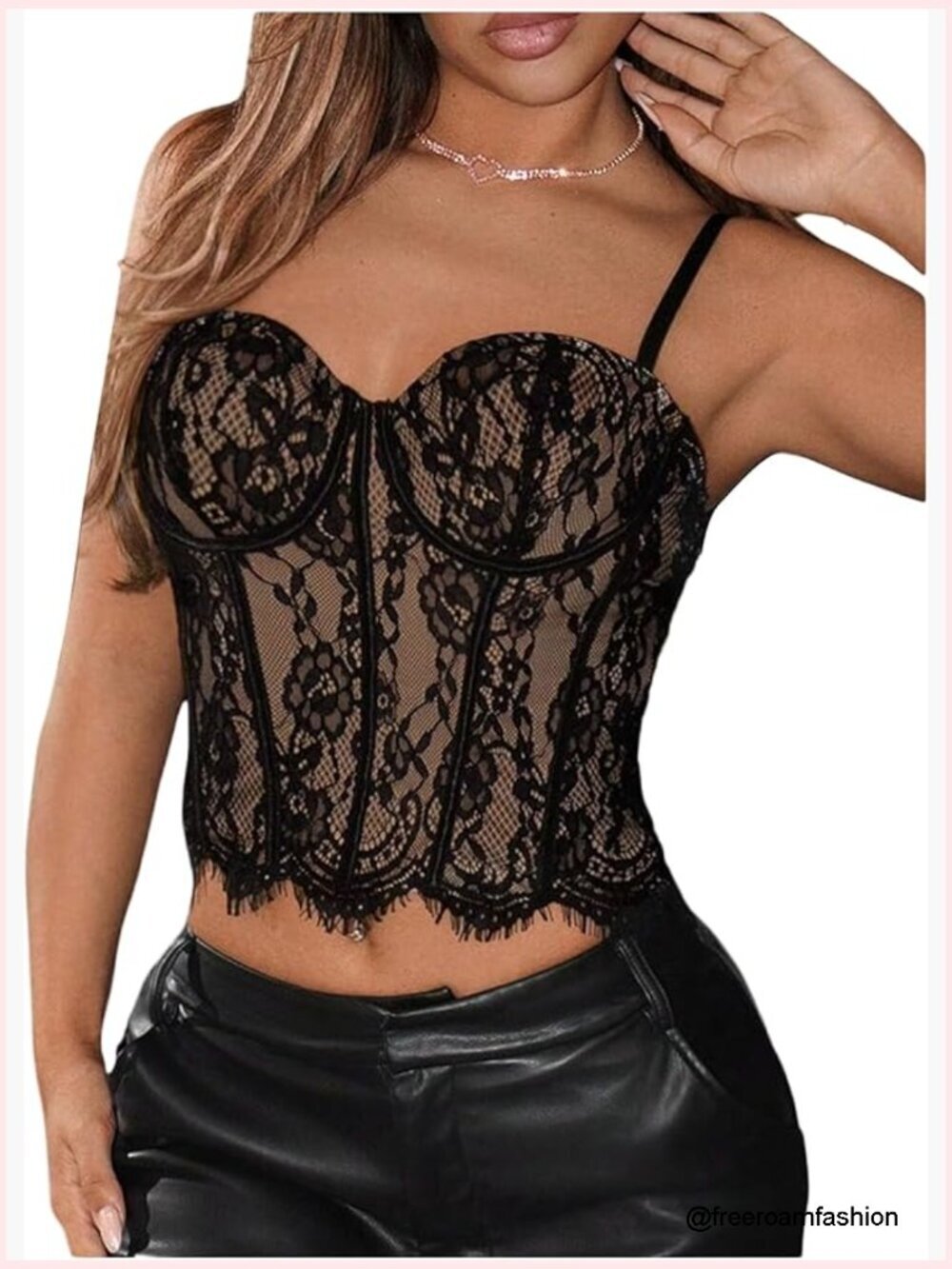 Lace Corset Crop Top Sweetheart Neck Boned Cami Night Out
